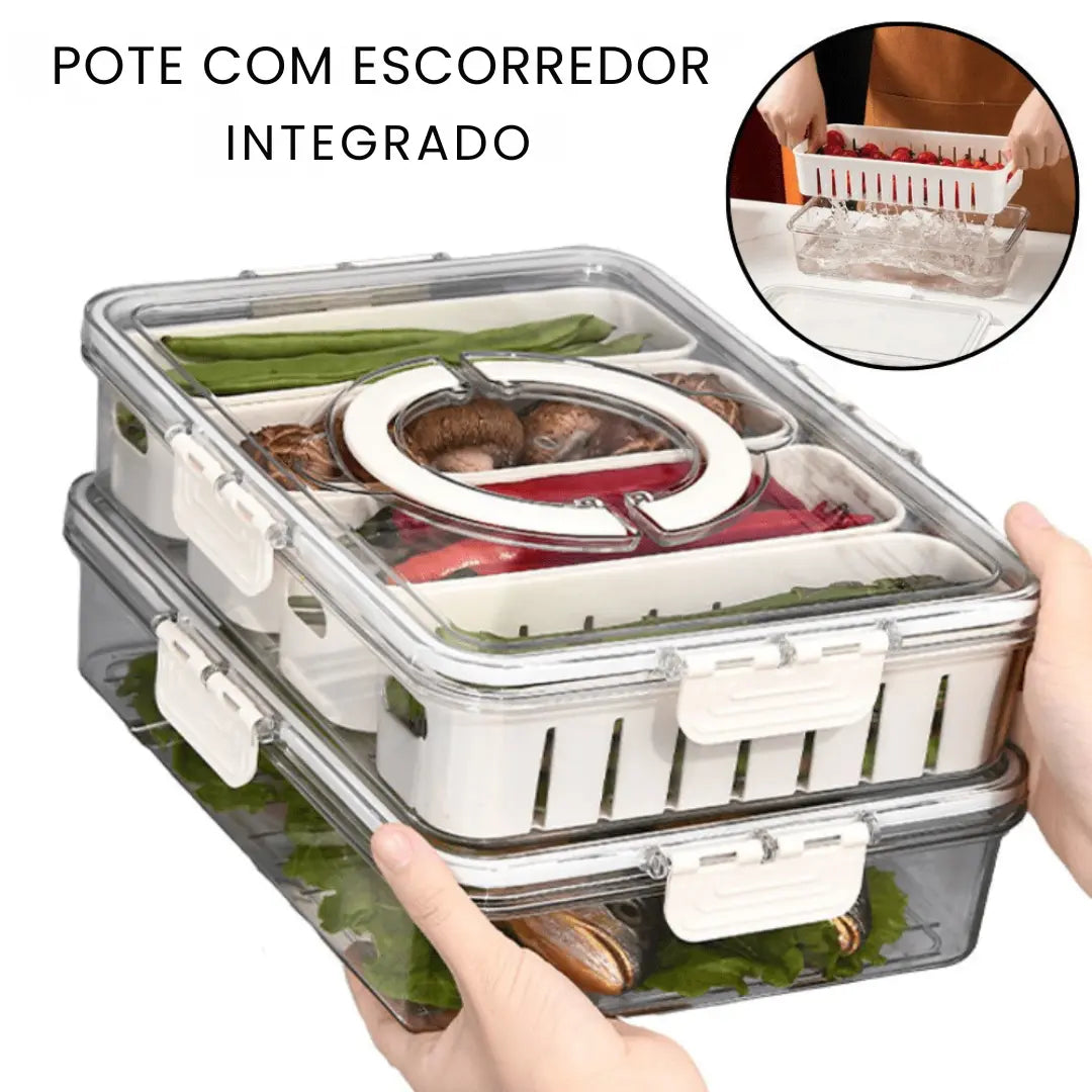 Recipiente Hermético Organizador para Frigorífico com 4 Divisórias