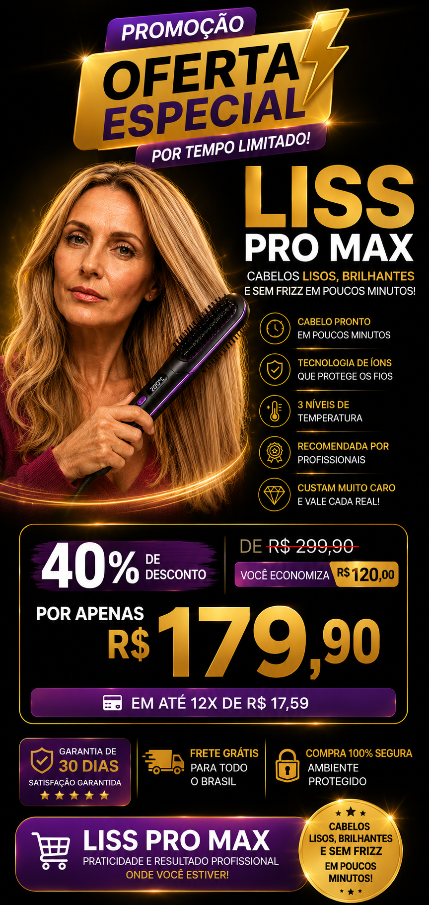 Cabelo Liso em 5 Minutos, Onde Estiveres — GlowLiss Pro