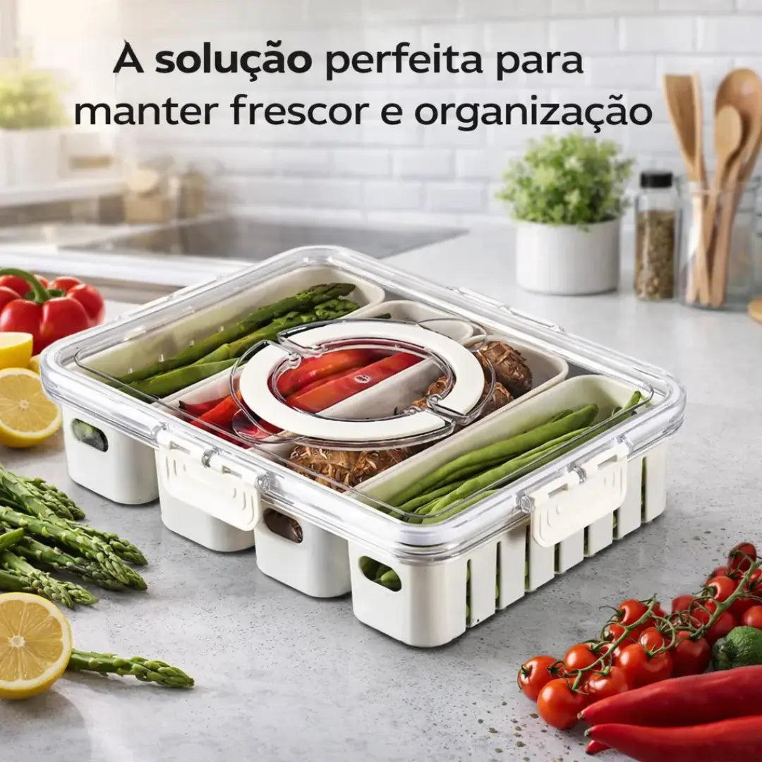 Recipiente Hermético Organizador para Frigorífico com 4 Divisórias