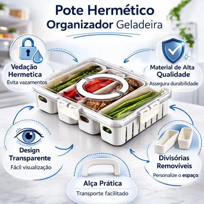 Recipiente Hermético Organizador para Frigorífico com 4 Divisórias