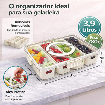 Recipiente Hermético Organizador para Frigorífico com 4 Divisórias