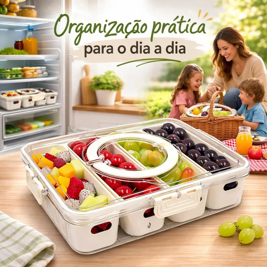 Recipiente Hermético Organizador para Frigorífico com 4 Divisórias