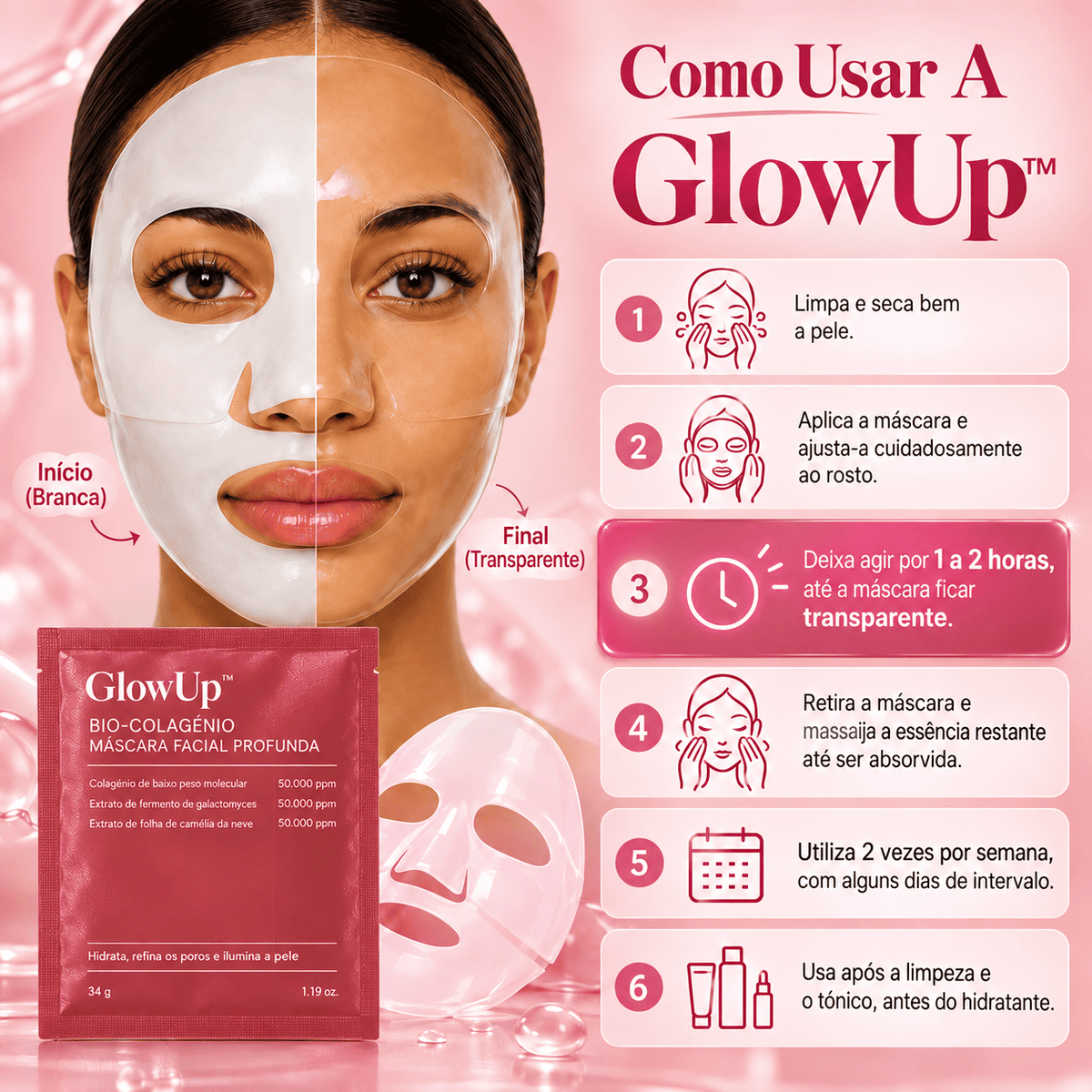 Dê À Sua Pele Um Aspeto Mais Jovem, Uniforme E Revitalizado Com A Máscara Facial GlowUp™