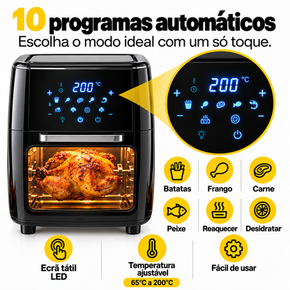 Air Oven 3 em 1 — Forno e Fritadeira de Ar Quente de 12 Litros