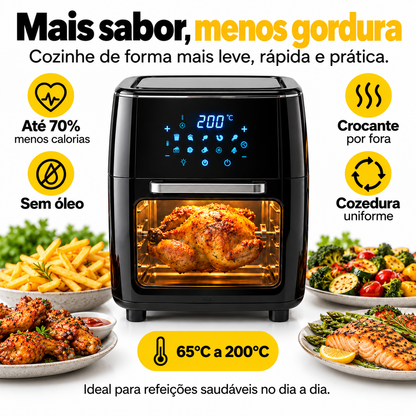 Air Oven 3 em 1 — Forno e Fritadeira de Ar Quente de 12 Litros