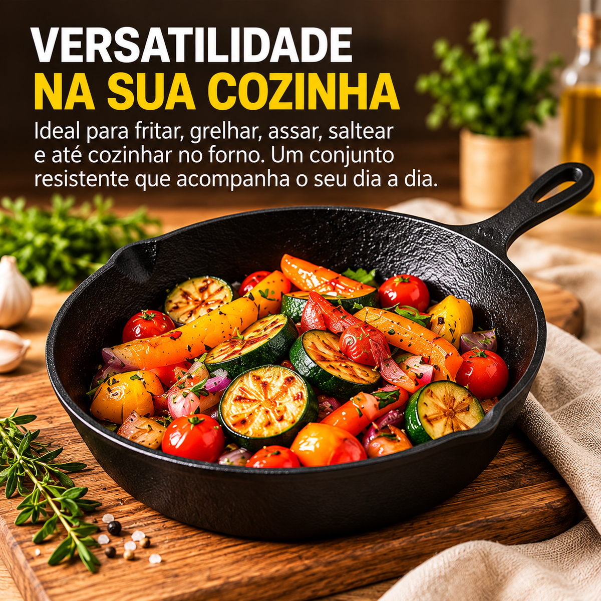 Jogo de 5 Frigideiras em Ferro Fundido