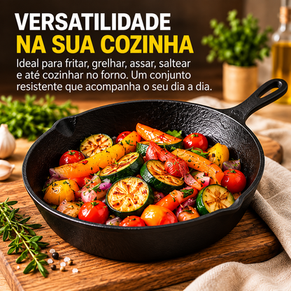 Jogo de 5 Frigideiras em Ferro Fundido