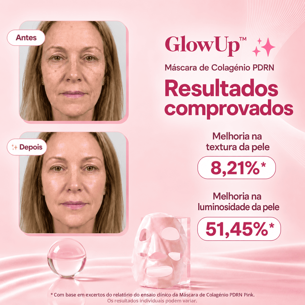 Dê À Sua Pele Um Aspeto Mais Jovem, Uniforme E Revitalizado Com A Máscara Facial GlowUp™