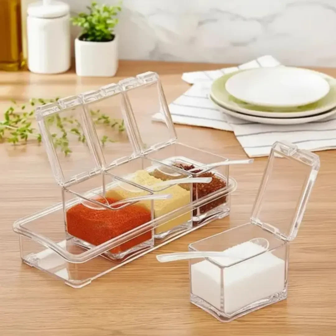 Porta Temperos e Condimentos Acrílico com 4 Potes Organizadores