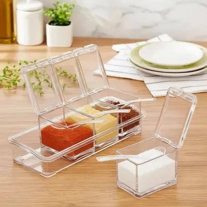 Porta Temperos e Condimentos Acrílico com 4 Potes Organizadores