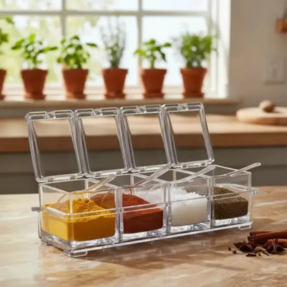 Porta Temperos e Condimentos Acrílico com 4 Potes Organizadores
