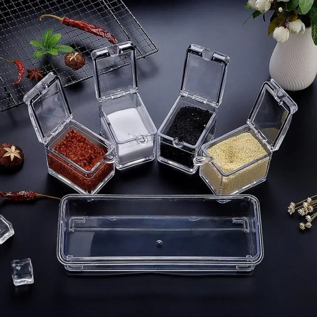 Porta Temperos e Condimentos Acrílico com 4 Potes Organizadores