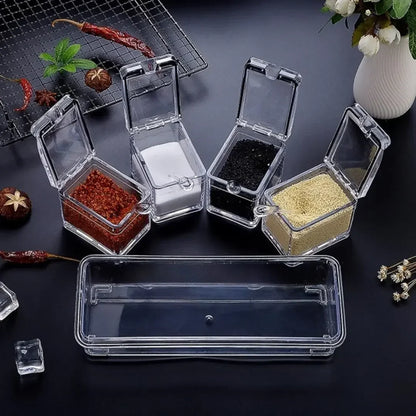 Porta Temperos e Condimentos Acrílico com 4 Potes Organizadores