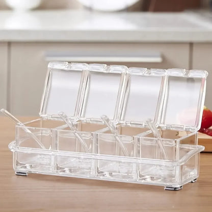 Porta Temperos e Condimentos Acrílico com 4 Potes Organizadores