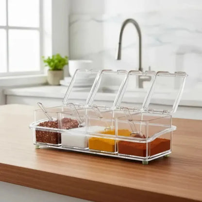 Porta Temperos e Condimentos Acrílico com 4 Potes Organizadores
