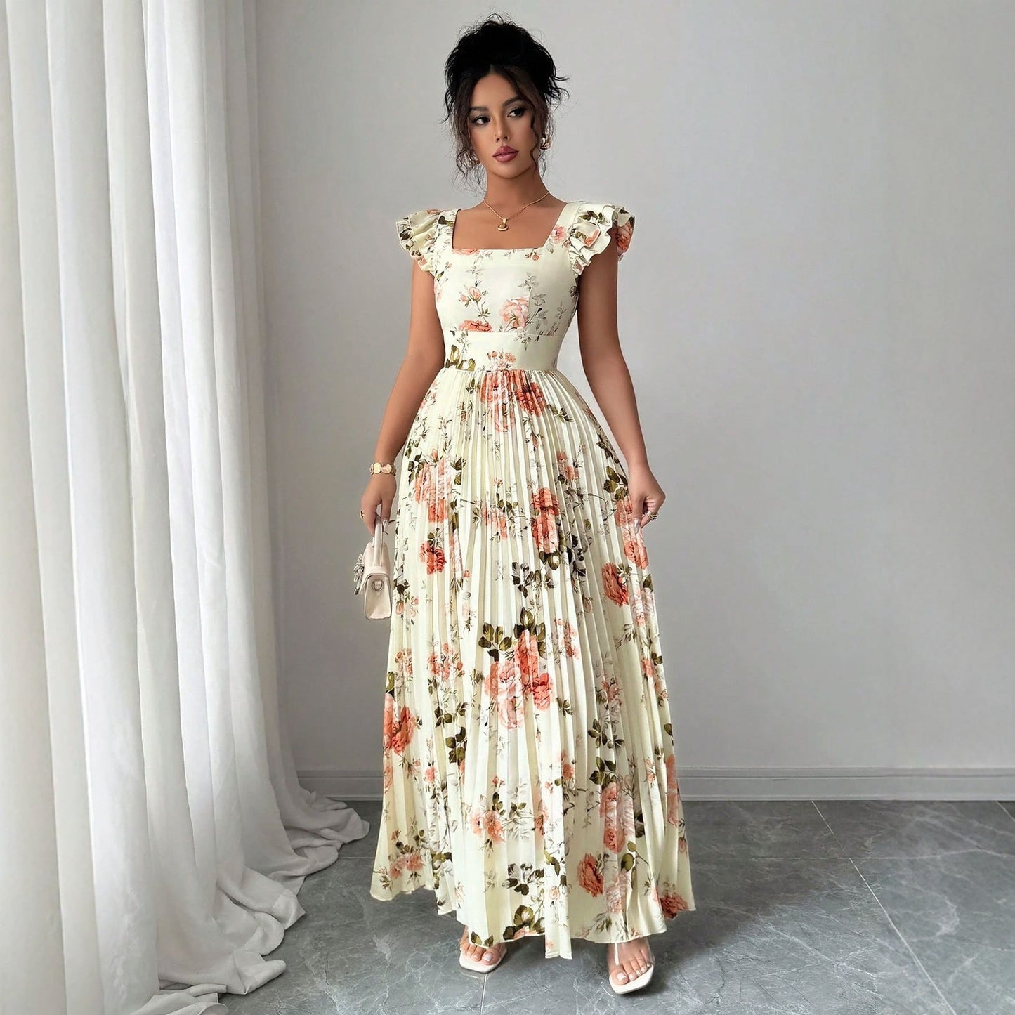 Vestido Floral Plisado