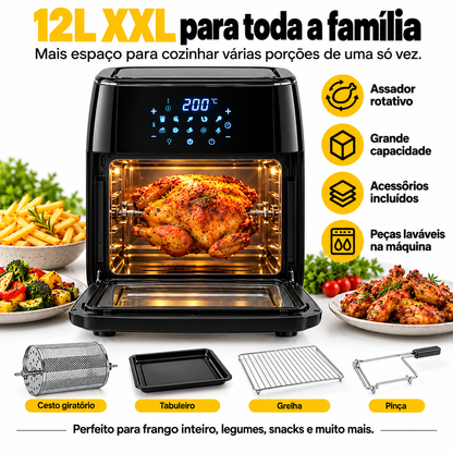 Air Oven 3 em 1 — Forno e Fritadeira de Ar Quente de 12 Litros