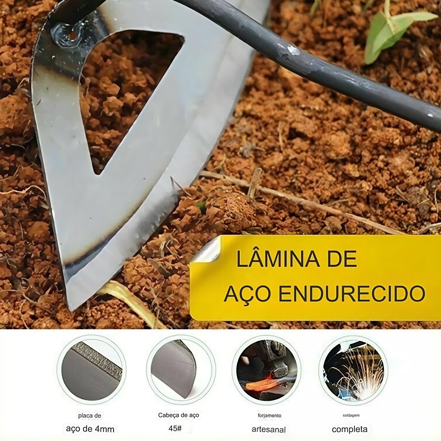 Enxada Vazada Endurecida em Aço Carbono