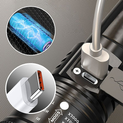 Lanterna LED Recarregável de Alta Potência com Zoom