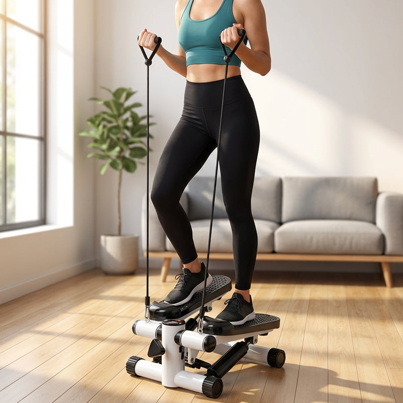 Stepper Portátil para Exercício em Casa com Bandas de Resistência