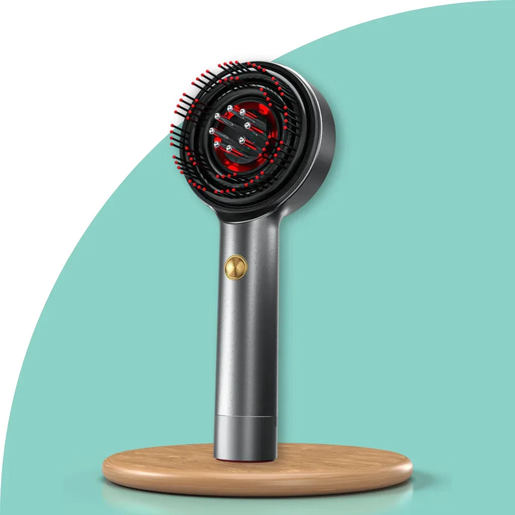 Escova Capilar com Luz Vermelha e Massagem Relaxante