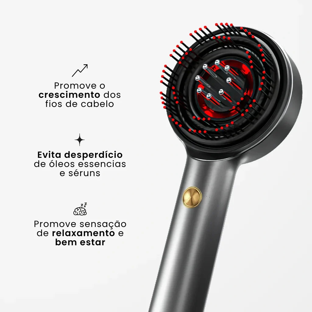 Escova Capilar com Luz Vermelha e Massagem Relaxante