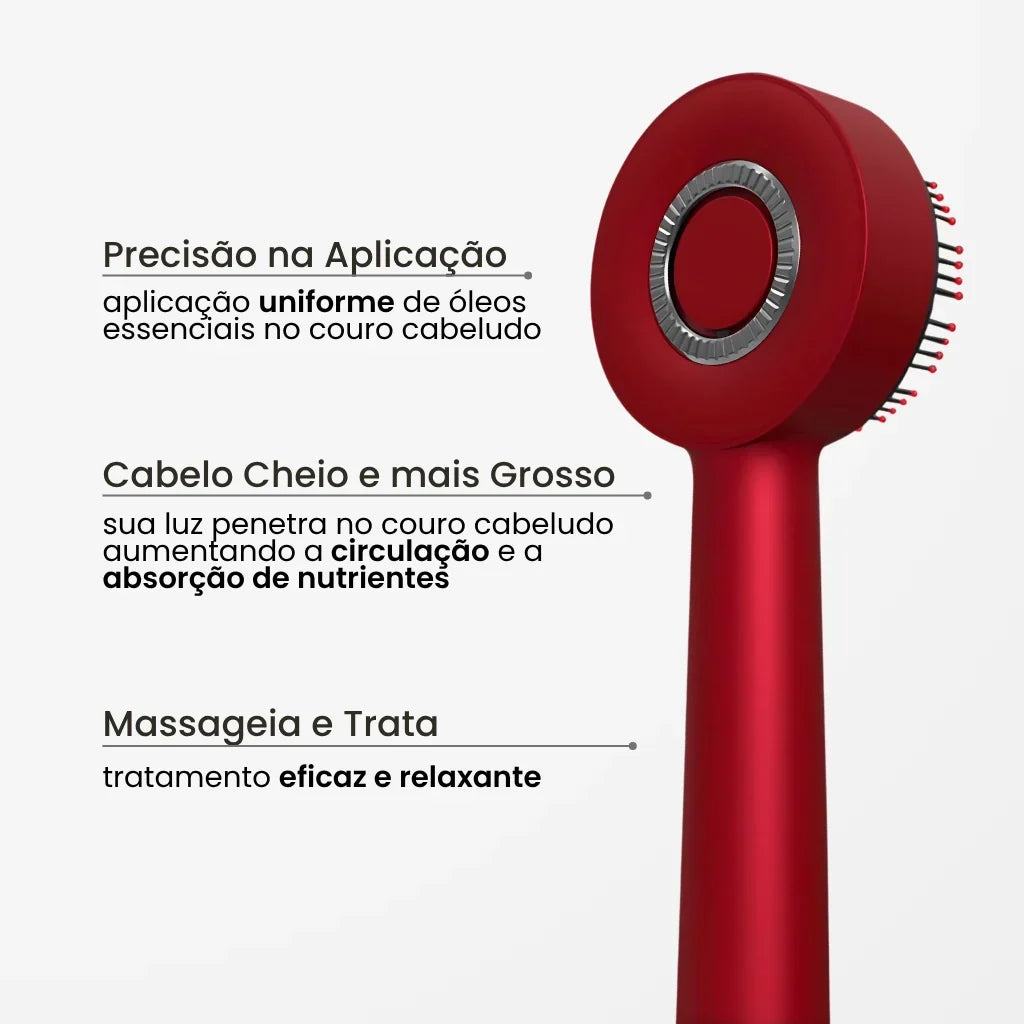 Escova Capilar com Luz Vermelha e Massagem Relaxante
