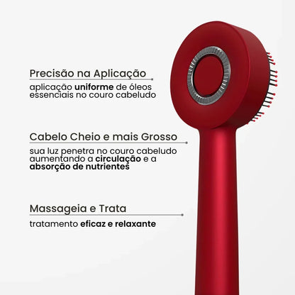 Escova Capilar com Luz Vermelha e Massagem Relaxante