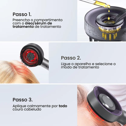 Escova Capilar com Luz Vermelha e Massagem Relaxante